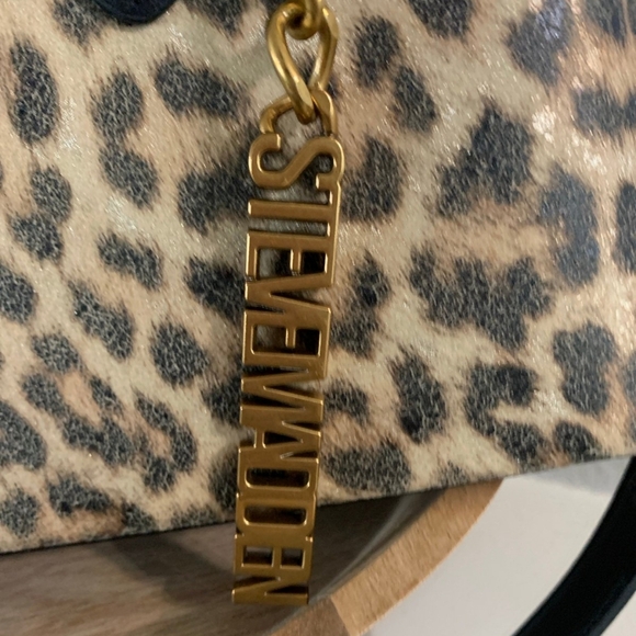 Steve Madden Leopard Print Satchel - Black and Tan - Picture 5 of 7